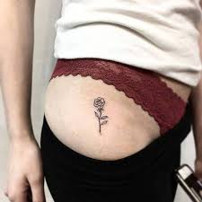 Hip thigh tattoos, floral hip tattoo, flower hip tattoos. Small Rose Hip Tattoo
