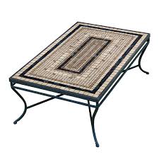 Gallery of the iron and stone oval coffee table. Slate Stone Mosaic Coffee Table Rect Knf Designs Iron Accents