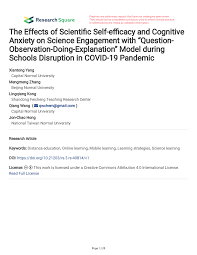 Pdf The Effects Of Scientific Self Efficacy And Cognitive Anxiety On Science Engagement With Question Observation Doing Explanation Model During Schools Disruption In Covid 19 Pandemic