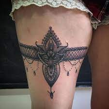 50 lace belt garter tattoos designs 2020 gun bow on thigh leg 1. 50 Lace Belt Garter Tattoos Designs 2021 Gun Bow On Thigh Leg