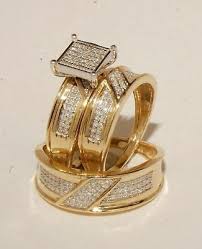Details About His Her Diamonds Engagement Bridal Wedding Trio Ring Set 14k Yellow Gold Over In 2020 Engagement Rings Wedding Bands Set Bridal Engagement Rings Wedding Ring Sets
