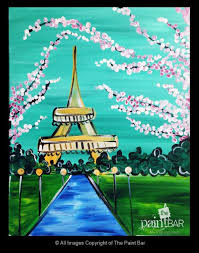 Paris In Bloom Painting Jackie Schon The Paint Bar Wine And Canvas Whimsical Art Paint Night Ideas Tutorials