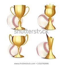 Baseball Game Award Set Vector Baseball Ball Golden Cup Modern Baseball Tournament Design For Sport Promotio Baseball Tournament Baseball Games Sport Event