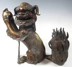 Beautifully hand finished with character. Chinese Ming Bronze Foo Dog Censor
