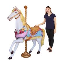 This heavy weight and high quality coffee table gives a nod to the equestrian lover. Large Carousel Horse Statue With Flowers
