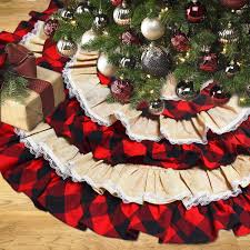 Check spelling or type a new query. Christmas Tree Skirt 48 Inches 6 Layers Ruffled Linen Xmas Tree Skirt Red Black Buffalo And Burlap Christmas Tree Mat For Xmas Tree Holiday Decorations Walmart Canada