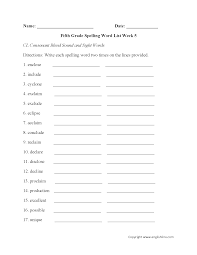 Grade 1 worksheets | blends chart. Spelling Worksheets Fifth Grade Spelling Words Worksheets