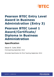 Btec Level 1 Business Administration Pearson Qualifications