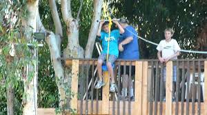 Backyard Zip Line From Treehouse Youtube