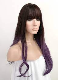 Breathable cap, none lace front capless wig. Purple Brunette Ombre Straight Synthetic Wig Ns121 Wig Is Fashion