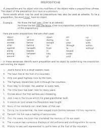English Assignments Prepositions Prepositional Phrases Word Family Worksheets Adjective Words