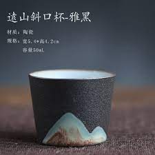 素影远山手工绘画陶瓷茶杯粗陶功夫茶具茶杯品茗杯家用茶道主人杯 淘宝网 glassware tableware glass