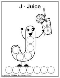 Set Of Abc Dot Marker Coloring Pages Letter J For Juice Dot Markers Preschool Alphabet Printables Preschool Letters Printables