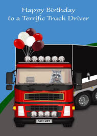 Bithday To Truck Driver General Raccoon Driving A Semi With Balloons Card Ad Ad Driver General Bithday Truck Truck Driver Trucks Name Cards