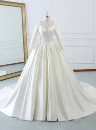 Custom Fairy Tale Ivory Satin Sweetheart Long Sleeve Wedding Dress From Customdresskoko In 2020 Wedding Dresses Satin Wedding Dress Long Sleeve Sleeve Wedding Dress