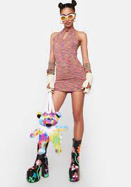 Festival Halter Mini Bodycon Dress - Multi – Dolls Kill