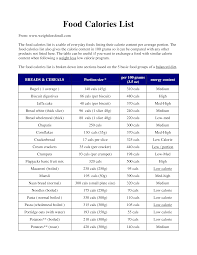 diet food calorie chart templates at allbusinesstemplates