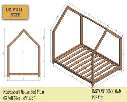 Toddler House Bed Frame Us Full Size Montessori Bed Plan Etsy House Frame Bed Toddler House Bed Diy Toddler Bed