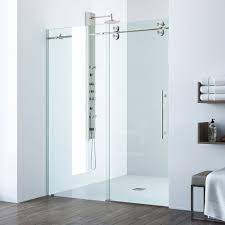 Move the door back and forth like you did in step 1 to help the door glide over the oiled areas; Vigo Elan 68 To 72 In W X 74 In H Sliding Frameless Shower Door In Stainless Steel With The Home Depot Canada
