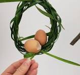 Interweave a dangling Egg outline Easter Wreath Basket