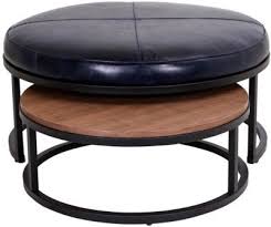 Jonathan Louis Carson 100 Leather Nesting Ottoman Homemakers Furniture Leather Ottoman Coffee Table Round Storage Ottoman Homemakers Furniture