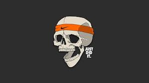 See more nike floral wallpaper, nike emoji wallpaper, nike tumblr wallpaper, girly nike wallpaper, colorful nike wallpaper, sick nike wallpaper. Hd Wallpaper Skull Dead Just Do It Gray Background Headband Nike Simple Background Wallpaper Flare