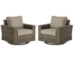 Eagle Brooke All Weather Wicker Cushioned Patio Swivel Gliders 2 Pack Swivel Glider Deep Seat Cushions Durable Chairs