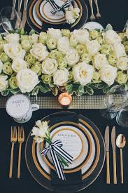 Black And Rose Gold Table Setting Modern Toronto Wedding From Mango Studios Melissa Andre Events Table Settings Wedding Table Table Decorations