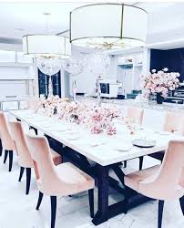 Lighting Above The Table And The Chair Shape Pink Dining Rooms Luxury Dining Room Dining Room Contemporary