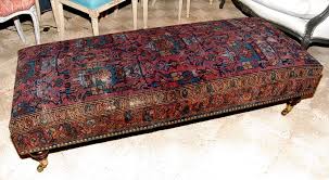 Weston home libby button tufted cushion fabric coffee table ottoman with straight base. Rug Covered Ottoman Cocktail Long Rug Ottoman Coffee Table At 1stdibs Rugs Antique Rugs Long Rug