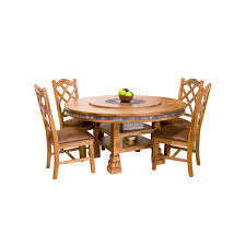 The table is designed to comfortably seat six, but with two innovative end leaves it will easily accommodate larger gatherings or a growing family. Rustic Oak Round Table Set Round Oak Table Set