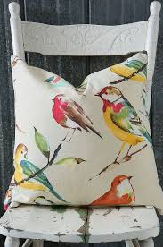 Spring Vibrant Bird Pillow Cover Etsy Hand Painted Pillows Bird Pillow Fabric Painting