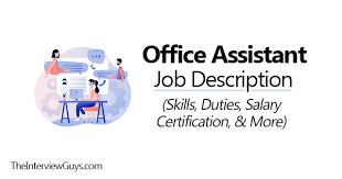 Compare the job duties, education, job growth, and pay of secretaries and administrative assistants with similar occupations. Office Assistant Job Description Skills Duties Salary More