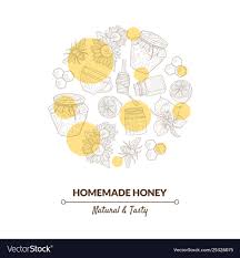 organic honey banner template with hand