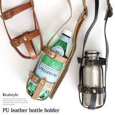 puレザーボトルホルダー フェイクレザー ドリンクホルダー 水筒ホルダー ペットボトルホルダー ボトルキャリー ベビーカー アウトドアフェス レジャー 学校 スポーツ ジム 肩掛け 遠足 子供 キッズ ママ おしゃれ カバー 1 leather diy leather bag women leather craft