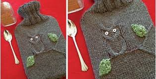 It's sparkly finish and ribbon trim make it a smart and practical craft project for a cold day. Dr Owl Knitted Hot Water Bottle Cover Free Knitting Pattern