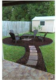 Very Seriously Possible From Existing Patio Less Grass To Mow Too Backyard Landscaping Designs Backyard Backyard Fire