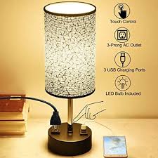 Touch Control Usb Table Lamp Dreamholder 3 Way Dimmable Bedside Desk Lamp With 3 Fast Usb Charging Ports And One P In 2020 With Images Led Bulb Bedside Desk Lamps Nightstand Lamp
