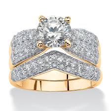 Our bridal sets are made of premium 925 sterling silver with micron plating in rhodium or rose gold for extra shine and durability. Fingerhut Palmbeach Jewelry 14k Yellow Gold Plated Sterling Silver Cz Pave Bridal Set