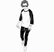 Black And White Boy Outline Harry Stylestumblr Outline Boy Tumblr Outline Black And White Sketches Outline Drawings