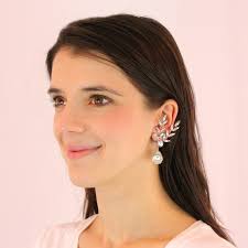 Vintage Signed Napier Dramatic Crystal Statement Ear Climber Earrings