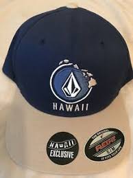 Details About Mens Nwt Volcom Hawaii Exclusive Blue And Tan Flexfit Hat Fitted Cap Size S M