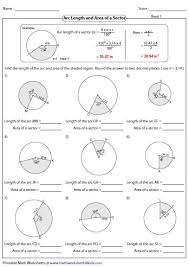 Geometry Arc Length And Sector Area Worksheet Answers Area Worksheets Word Problem Worksheets Word Problems