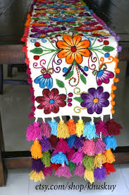 Boho Table Bed Runner Floral Embroidery Table Loom Tapestry Peru Boho Chic Rustic Chic Table Runner Hippie Runner Wedding Runner Gift Boho Table Runner Embroidered Table Runner Brazilian Embroidery