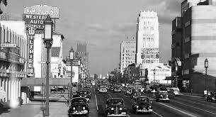 Looking East On Wilshire Boulevard At Masselin Ave Los Angeles 1939 Los Angeles Los Angeles History City