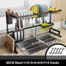 Very convenient and easy to set up. Black 65 85cm Stainless Steel Kitchen Supplies U Shape Sink Drain Rack Two Layers Kitchen Organizer Shelf Storage Holder Racks Holders Aliexpress