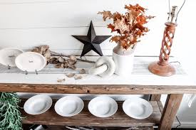 It started with the beautiful velvet pumpkins on my sideboard in shades of blue, grey and taupe. Diy Buffet Table Liz Pacini