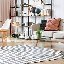 Some good examples metal alloy, tempered glass, stainless steel and solid wood. Tangkula Glass Coffee Table 42 5 L 20 W 14 H Modern Home Furniture Clear Tempered Glass End Table International Occasion Tea Table Waterfall Table With Rounded Edges Clear Buy Online In