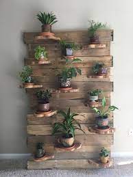 I Made This Wall Plant Holder The Other Day Using A Wood Box Spring Mattress Frame Pallet Wood And A Cedar Log Wall Plant Holder Plant Wall Plant Decor Indoor