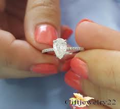 1 30 Ct Pear Diamond Solitaire Engagement Wedding Ring In 14k White Gold Ove Natural Diamond Engagement Ring Silver Engagement Rings Diamond Engagement Rings